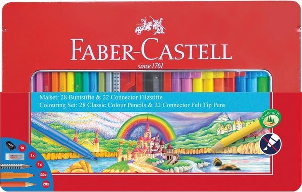 Faber Castell Cadeauset Faber-castell 53-delig In Metalen Doos