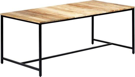 Vidaxl Eettafel 180x90x75 Cm Massief Ruw Mangohout - Zwart