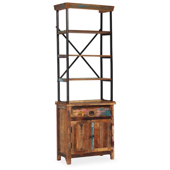 Vidaxl Dressoir Met Schappen 65x30x180 Cm Massief Gerecycled Hout - Bruin