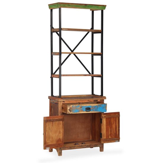 Vidaxl Dressoir Met Schappen 65x30x180 Cm Massief Gerecycled Hout - Bruin