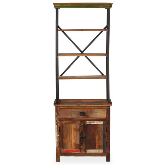 Vidaxl Dressoir Met Schappen 65x30x180 Cm Massief Gerecycled Hout - Bruin