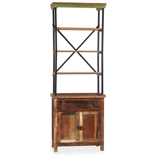 Vidaxl Dressoir Met Schappen 65x30x180 Cm Massief Gerecycled Hout - Bruin