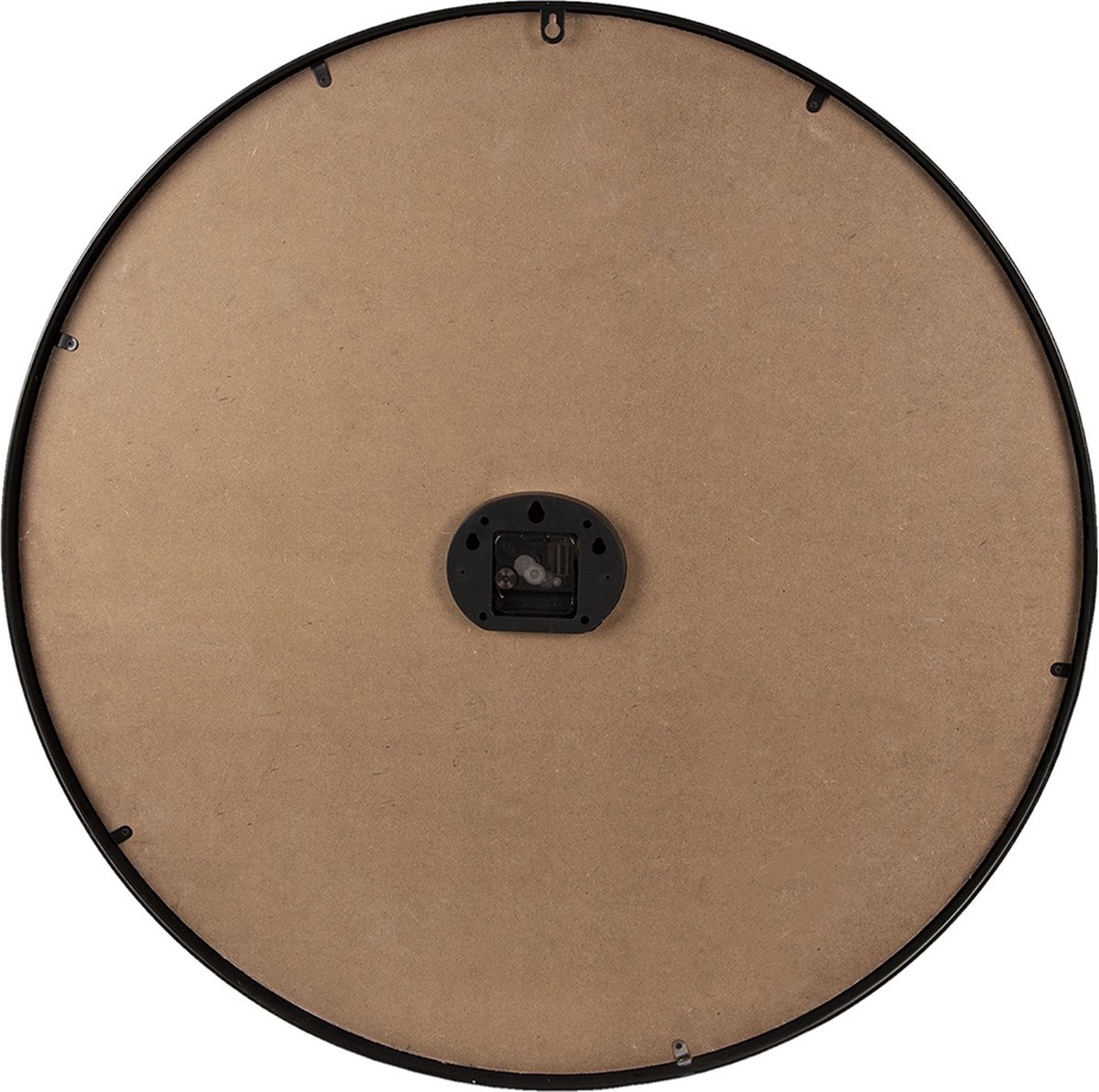 Clayre & Eef Klok Ø 76*5 Cm / 1*aa Chocola Mdf / Metaal Rond Ruitjes 5kl0125 - Bruin