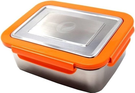 ECOtanka Rvs Lunchbox 2 Liter Zilver/ - Oranje