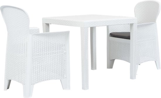 Vidaxl 3-delige Bistroset Rattan-look Kunststof - Blanco