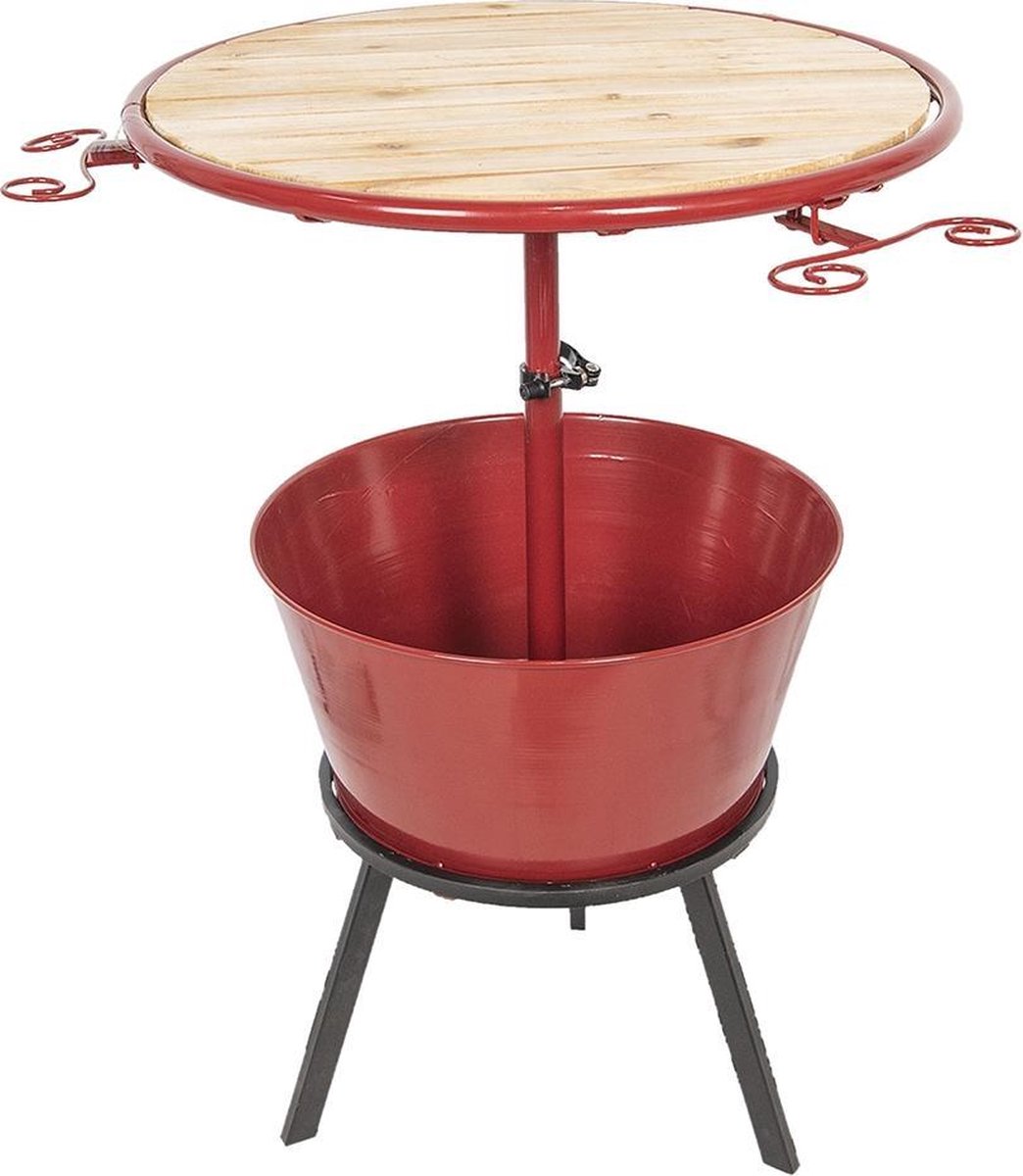 Clayre & Eef Bijzettafel Ø 58*108 Cm Metaal 5y0462 - Rood