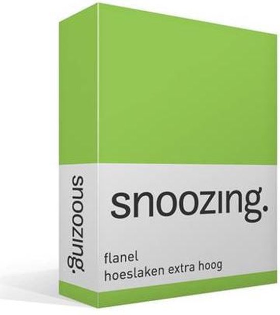 Snoozing - Flanel - Hoeslaken - Extra Hoog - 70x200 - Lime - Groen