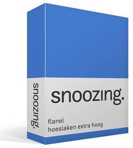 Snoozing - Flanel - Hoeslaken - Extra Hoog - 120x200 - Meermin - Blauw