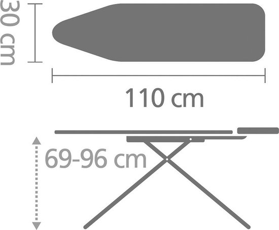 Brabantia Strijkplank met Strijkijzerhouder 110 x 30 cm - Zwart