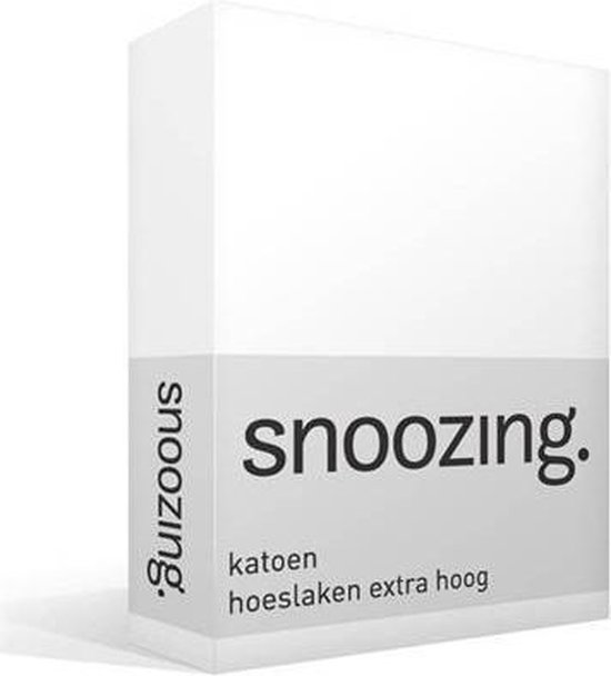 Snoozing - Katoen - Extra Hoog - Hoeslaken - 90x210 - - Wit