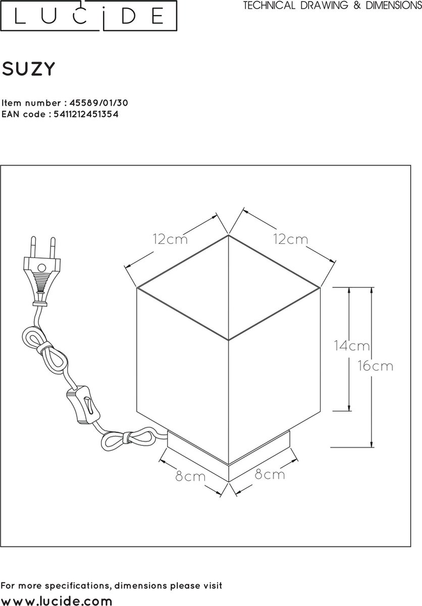 Lucide Suzy Tafellamp - Zwart