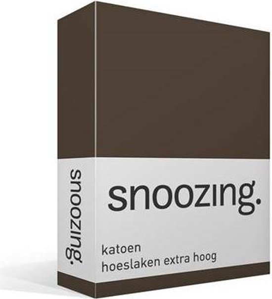 Snoozing - Katoen - Extra Hoog - Hoeslaken - 160x220 - - Bruin