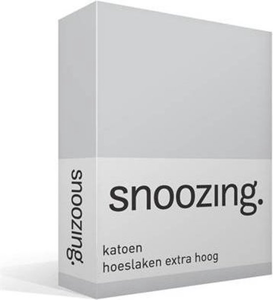 Snoozing - Katoen - Extra Hoog - Hoeslaken - 150x200 - - Grijs