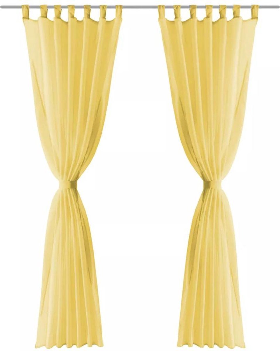 Vidaxl Gordijnen Voile 140x175 Cm 2 St - Geel