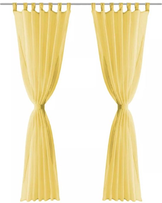Vidaxl Gordijnen Voile 140x175 Cm 2 St - Geel