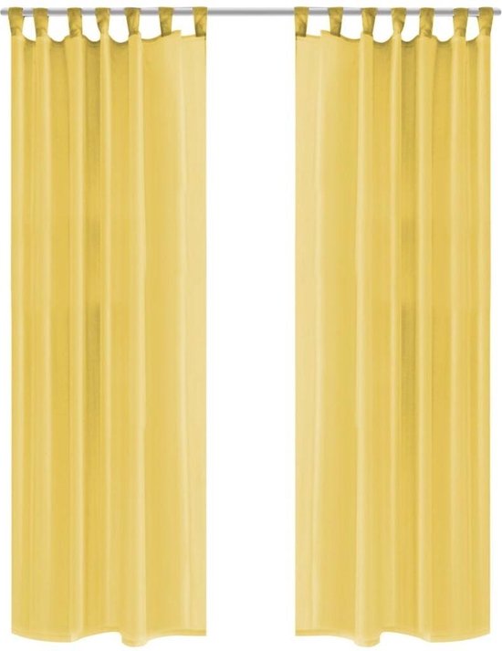 Vidaxl Gordijnen Voile 140x175 Cm 2 St - Geel