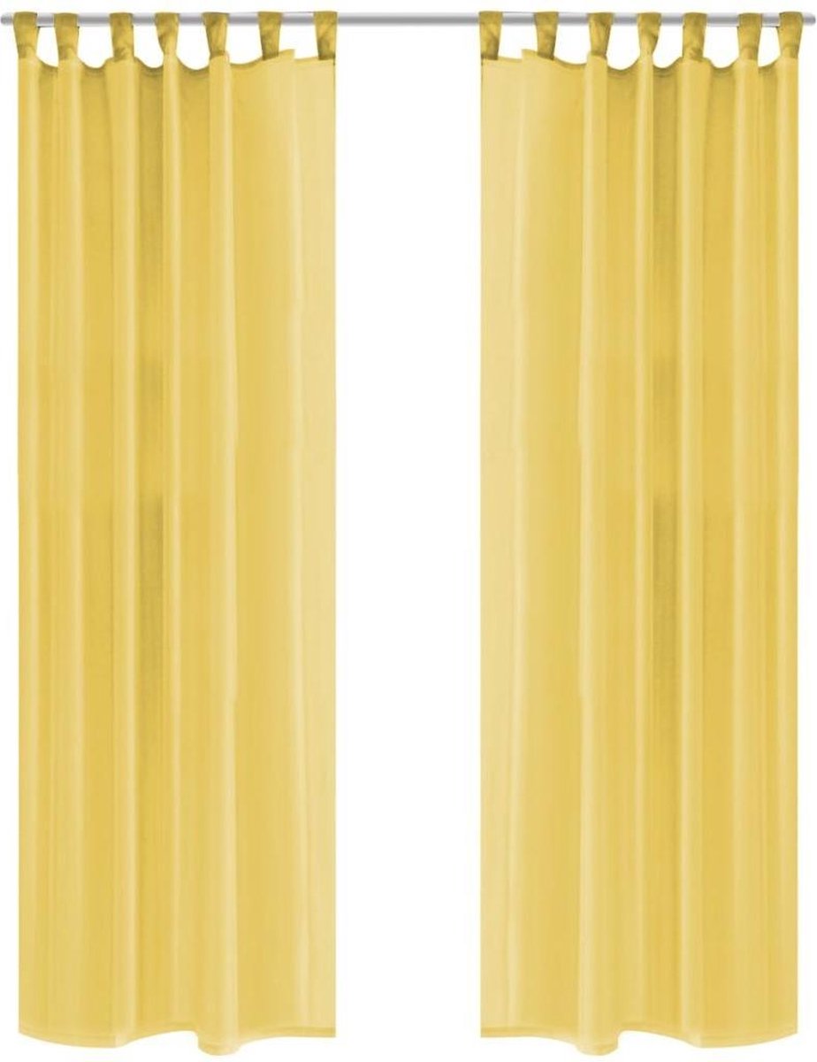Vidaxl Gordijnen Voile 140x175 Cm 2 St - Geel