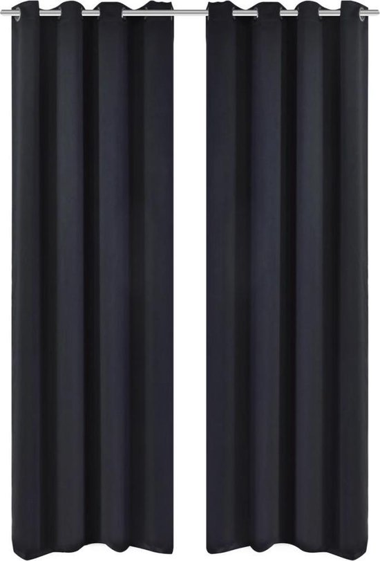 Blackout Gordijnen Met Metalen Ringen 135 X 245 Cm 2 Stuks - Zwart