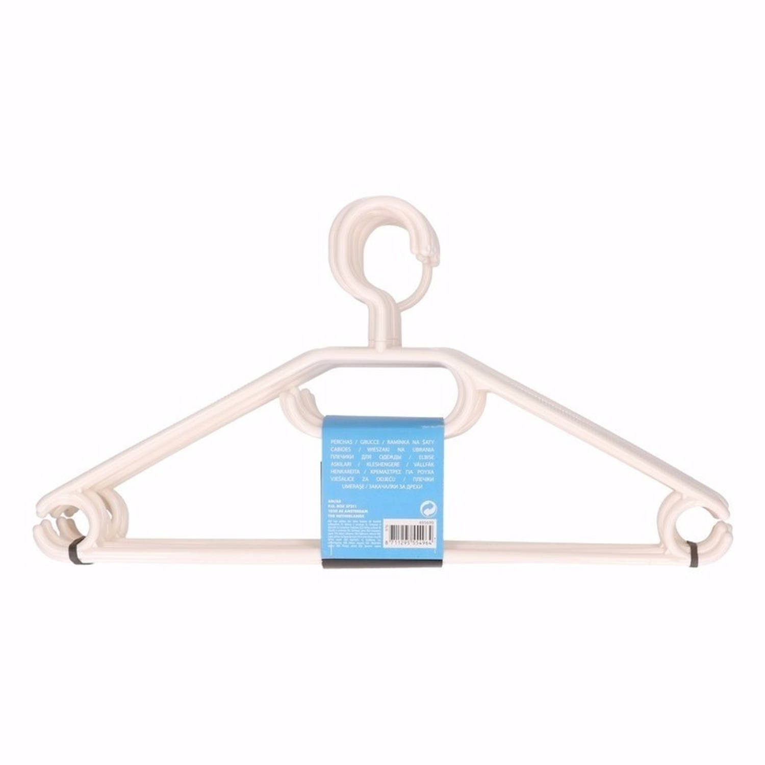 40x Plastic Kledinghangers - Kleerhangers - Kunststof Garderobe Hangers Voor Kledingrek/kledingkast 40 Stuks - Wit