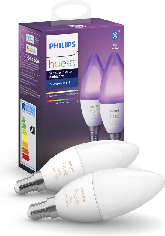 Philips White and Color E14 Bluetooth Duo Pack - Wit