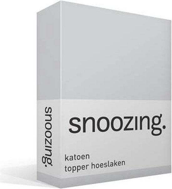 Snoozing - Katoen - Topper - Hoeslaken - 180x210 - - Grijs