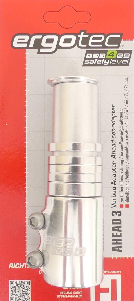 Ergotec Hoogte Adapter Ahead 2 28.6 / 120 / 28.6 Mm Zilver - Silver