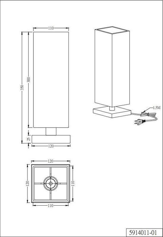 TRIO Touch Tafellamp mat - Zwart
