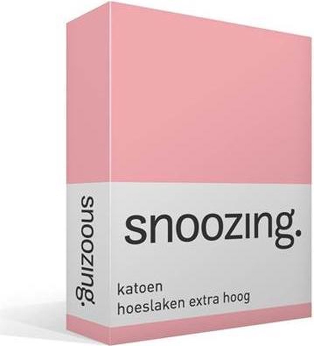 Snoozing - Katoen - Extra Hoog - Hoeslaken - 200x220 - - Roze