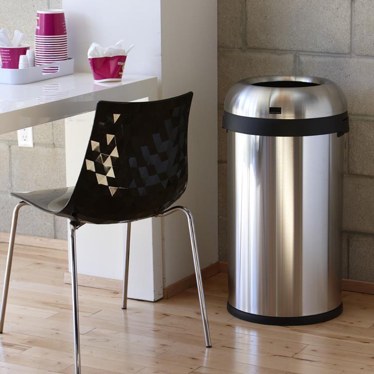 Simplehuman Afvalemmer Bullet Open Top Rvs, 60 Liter - - Silver