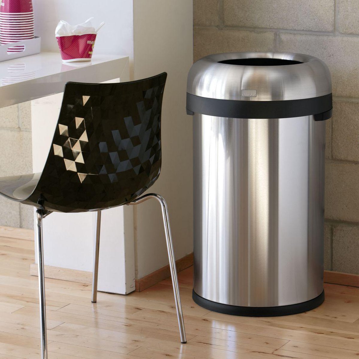 Simplehuman Afvalemmer Bullet Open Top Rvs, 60 Liter - - Silver