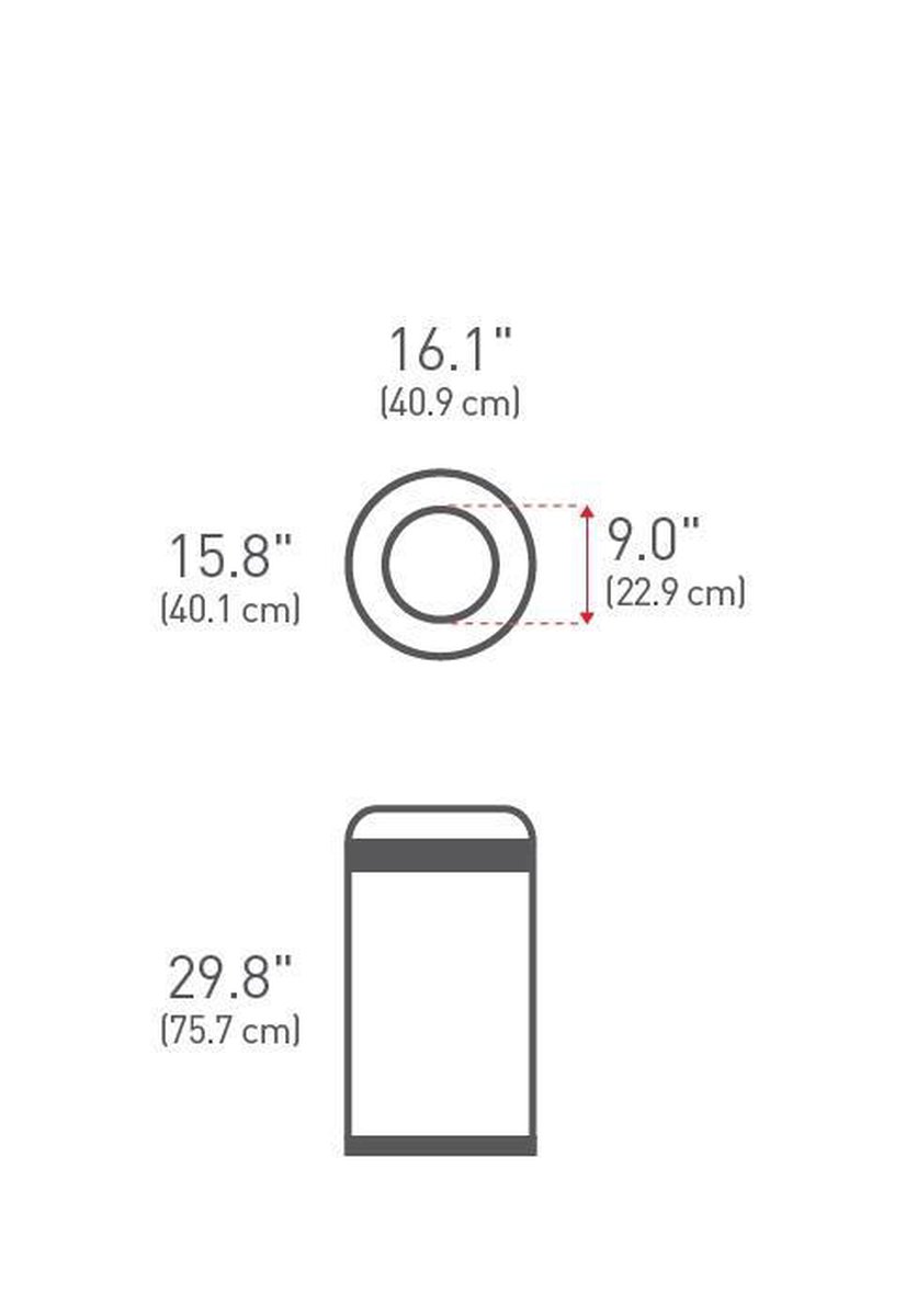 Simplehuman Afvalemmer Bullet Open Top Rvs, 60 Liter - - Silver