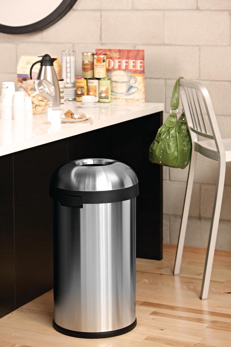 Simplehuman Afvalemmer Bullet Open Top Rvs, 60 Liter - - Silver