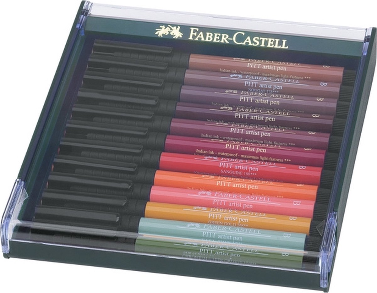 Faber Castell Tekenstift Faber-castell Pitt Artist Pen Brush Set 12 Stuks Earth Tones