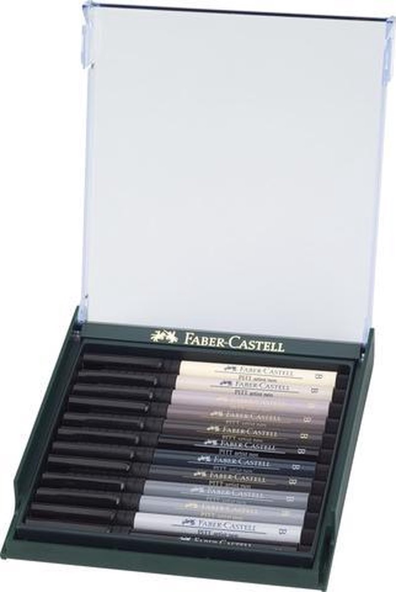 Faber Castell Tekenstift Faber-castell Pitt Artist Pen Brush Set 12 Stukstinten - Grijs