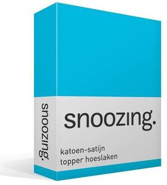 Snoozing - Katoen-satijn - Topper - Hoeslaken - 90x220 - - Turquoise