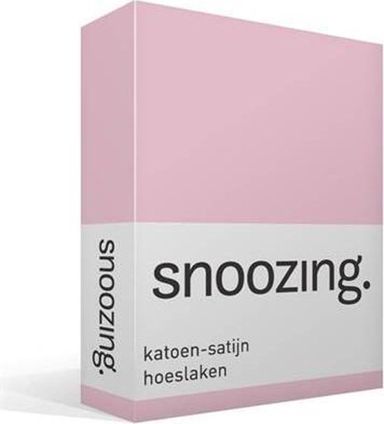 Snoozing - Katoen-satijn - Hoeslaken - 80x220 - - Roze