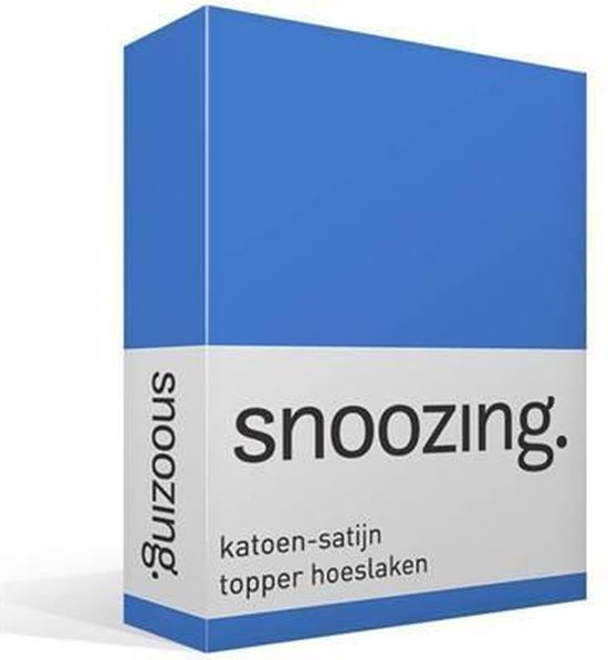 Snoozing - Katoen-satijn - Topper - Hoeslaken - 90x200 - Meermin - Blauw