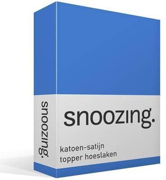 Snoozing - Katoen-satijn - Topper - Hoeslaken - 90x220 - Meermin - Blauw