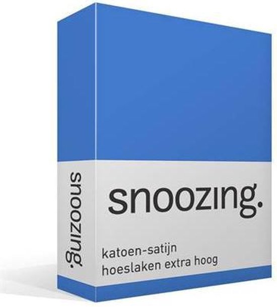 Snoozing - Katoen-satijn - Hoeslaken - Extra Hoog - 100x220 - Meermin - Blauw