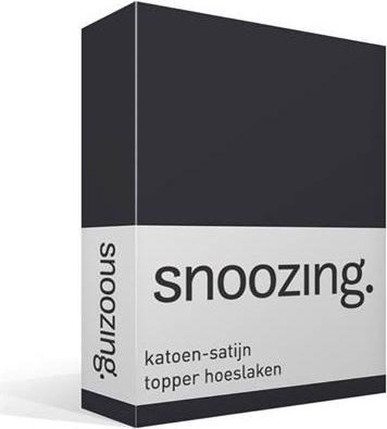 Snoozing - Katoen-satijn - Topper - Hoeslaken - 150x200 - Antraciet - Grijs