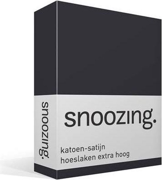 Snoozing - Katoen-satijn - Hoeslaken - Extra Hoog - 70x200 - Antraciet - Grijs