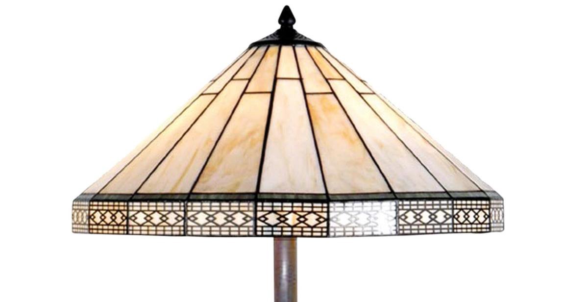 Clayre & Eef Vloerlamp Met Tiffanykap Parasol Compleet 164 X ø 50 Cm -, Ivory - Ijzer, Glas - Beige