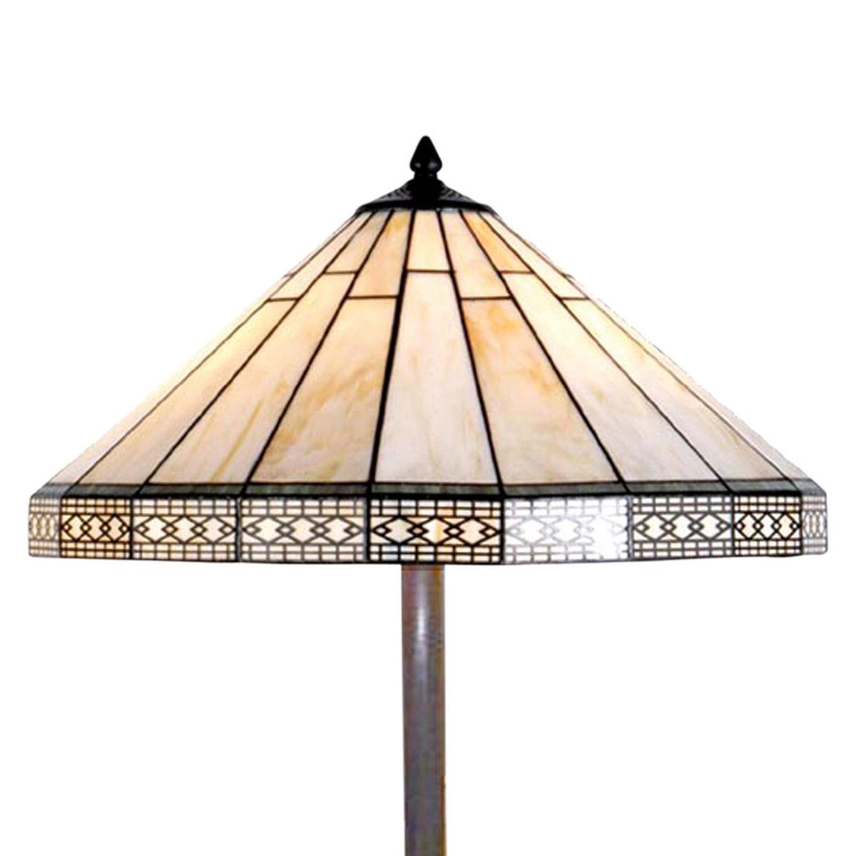 Clayre & Eef Vloerlamp Met Tiffanykap Parasol Compleet 164 X ø 50 Cm -, Ivory - Ijzer, Glas - Beige