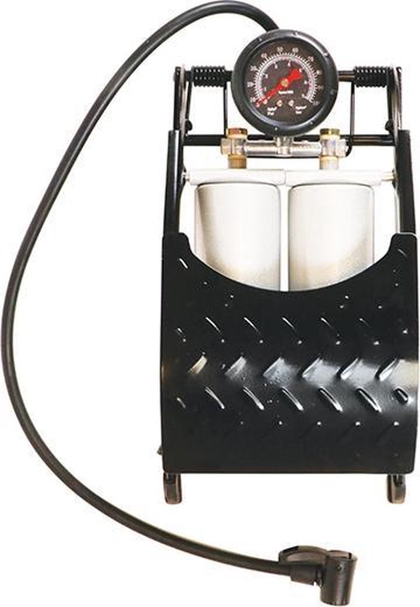 CarPoint Voetpomp Met Manometer Dubbel Premium 7 Bar Staal - Zwart