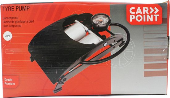 CarPoint Voetpomp Met Manometer Dubbel Premium 7 Bar Staal - Zwart