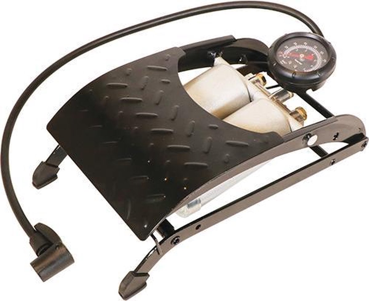 CarPoint Voetpomp Met Manometer Dubbel Premium 7 Bar Staal - Zwart