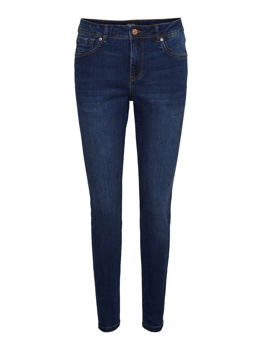 VERO MODA - Skinny jeans van organische katoenmix in donker - Azul