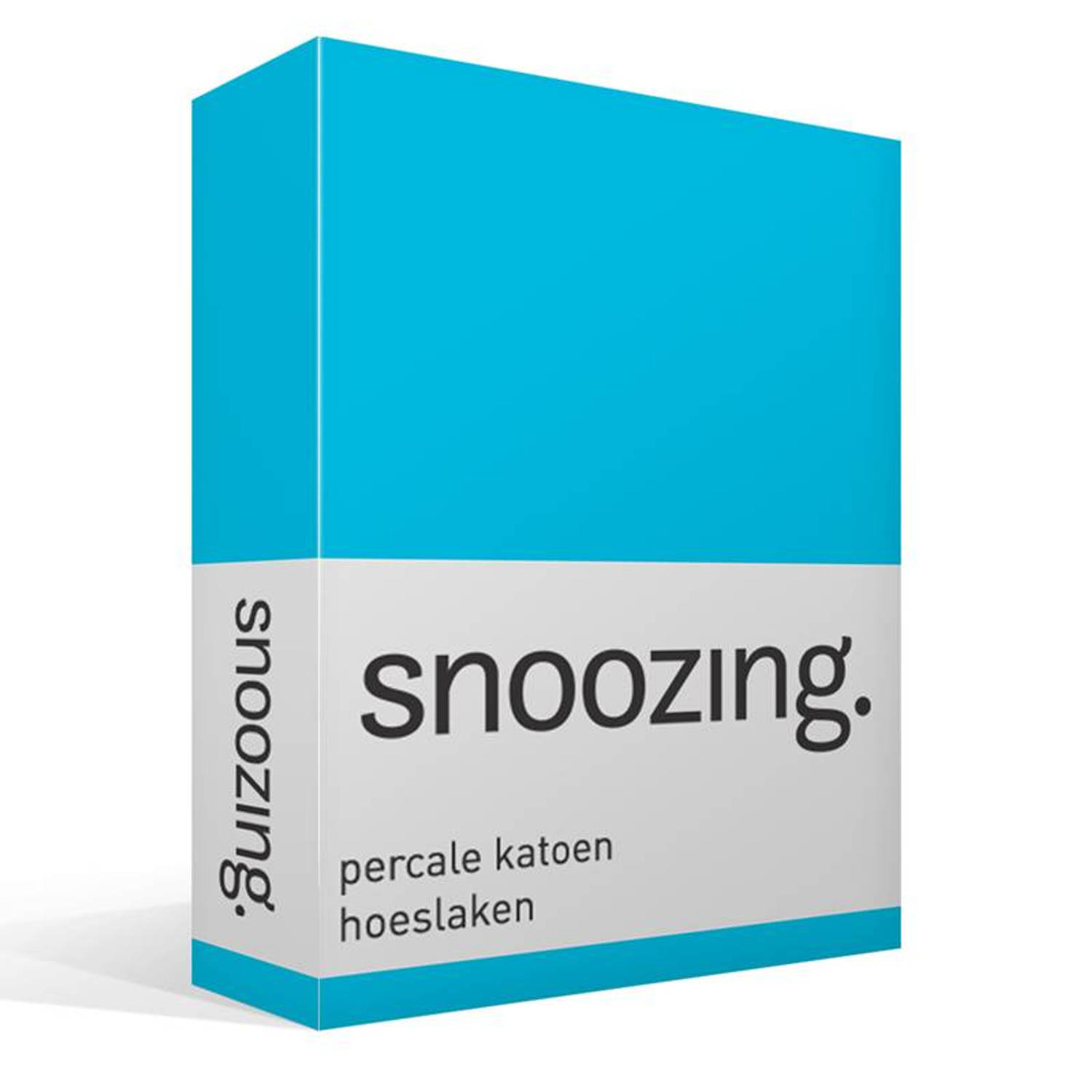 Snoozing - Hoeslaken -90x210 - Percale Katoen - - Turquoise