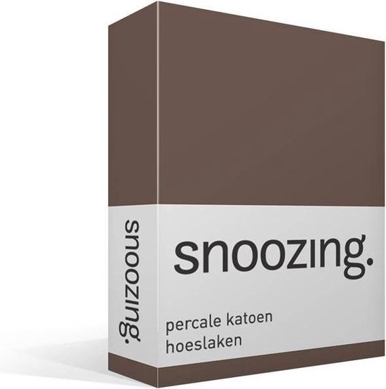 Snoozing - Hoeslaken -80x220 - Percale Katoen - Taupe - Bruin