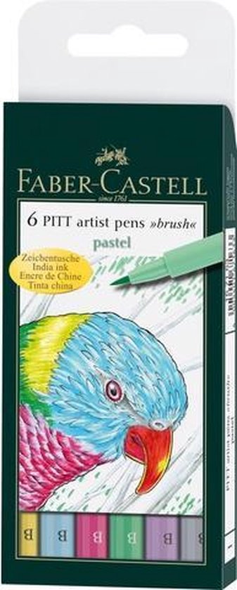 Faber Castell Tekenstift Faber-castell Pitt Artist Pen Brush Etui A 6 Stuks Pastel